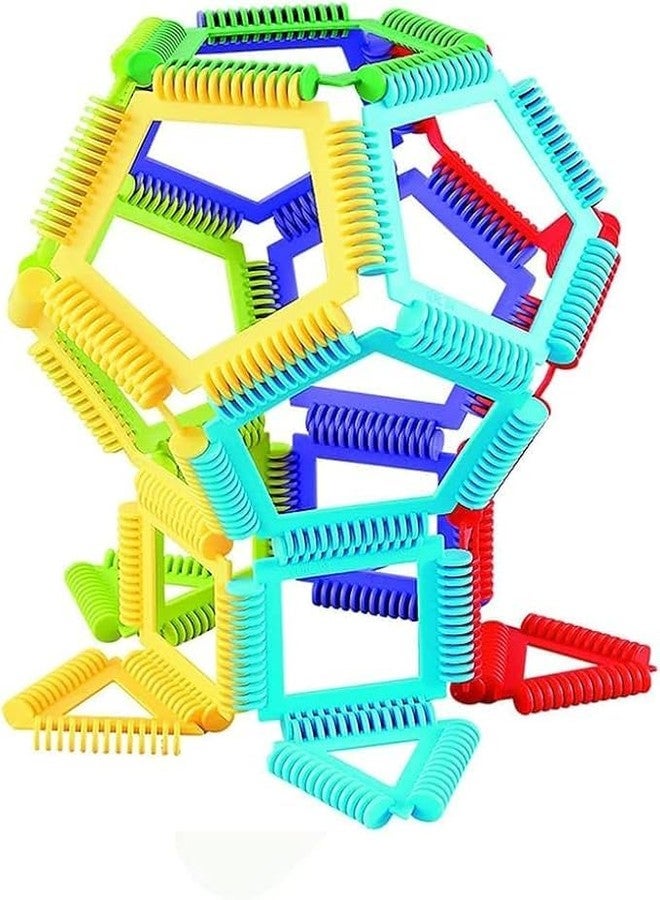 MOPANIRAJ Soft Insert Geometric Building Blocks Learning Puzzles Shape Sorter Toys Toddler Toys (Pack of 20 Pcs), Colorful Interlocking Construction Set, Educational STEM Toy for Kids - Image 4